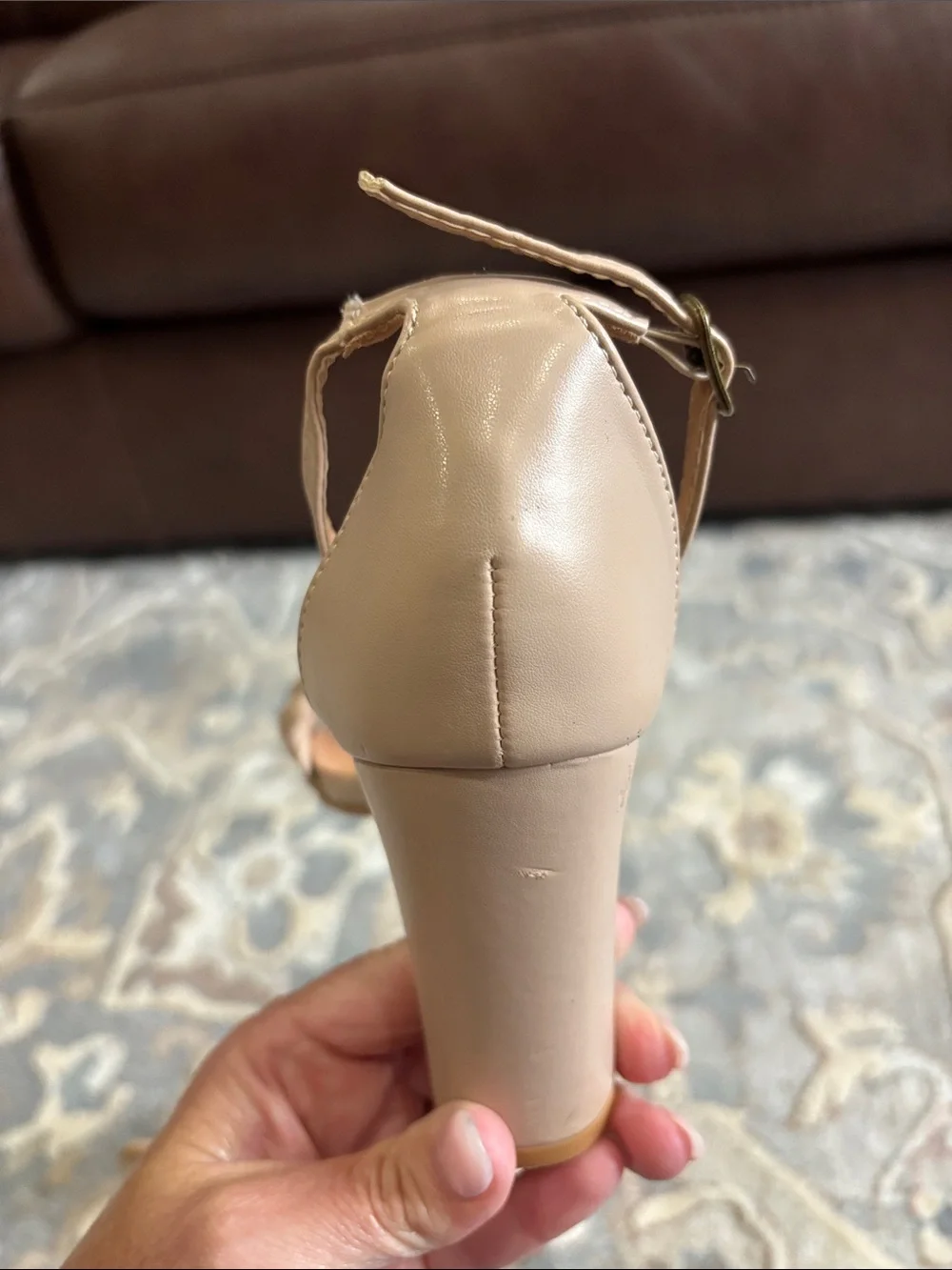 Women's Braided Ankle Strap Heels in Beige